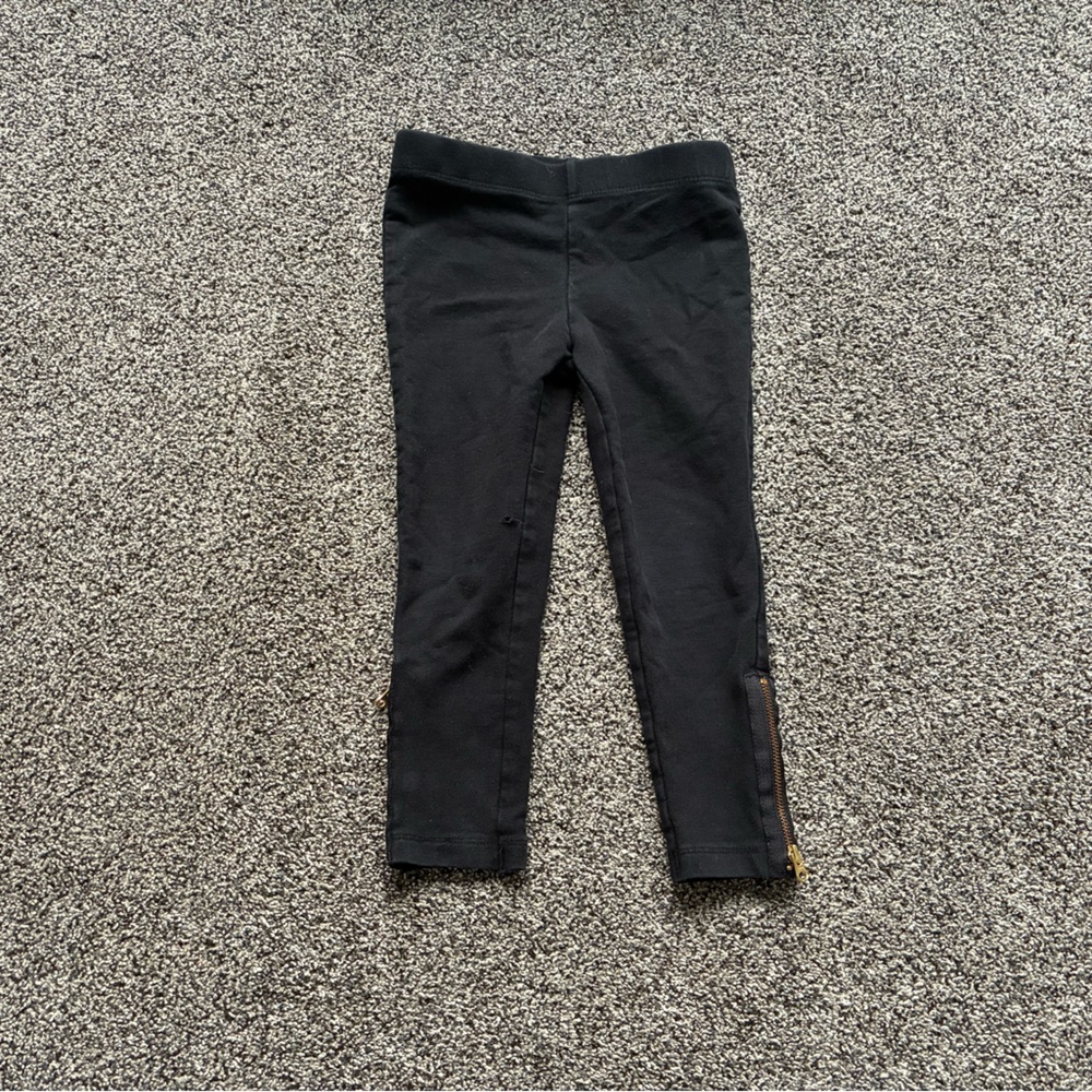 FINAL SALE 3/31/26 Joe Fresh Toddler Girl Black Zipper Hem Pants, Size 3T